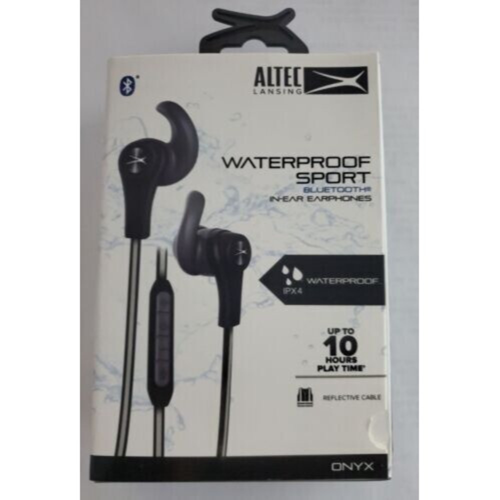 ALTEC LANSING WATERPROOF SPORT Bluetooth Earphones SWEATPROOF Black/Gray - NEW